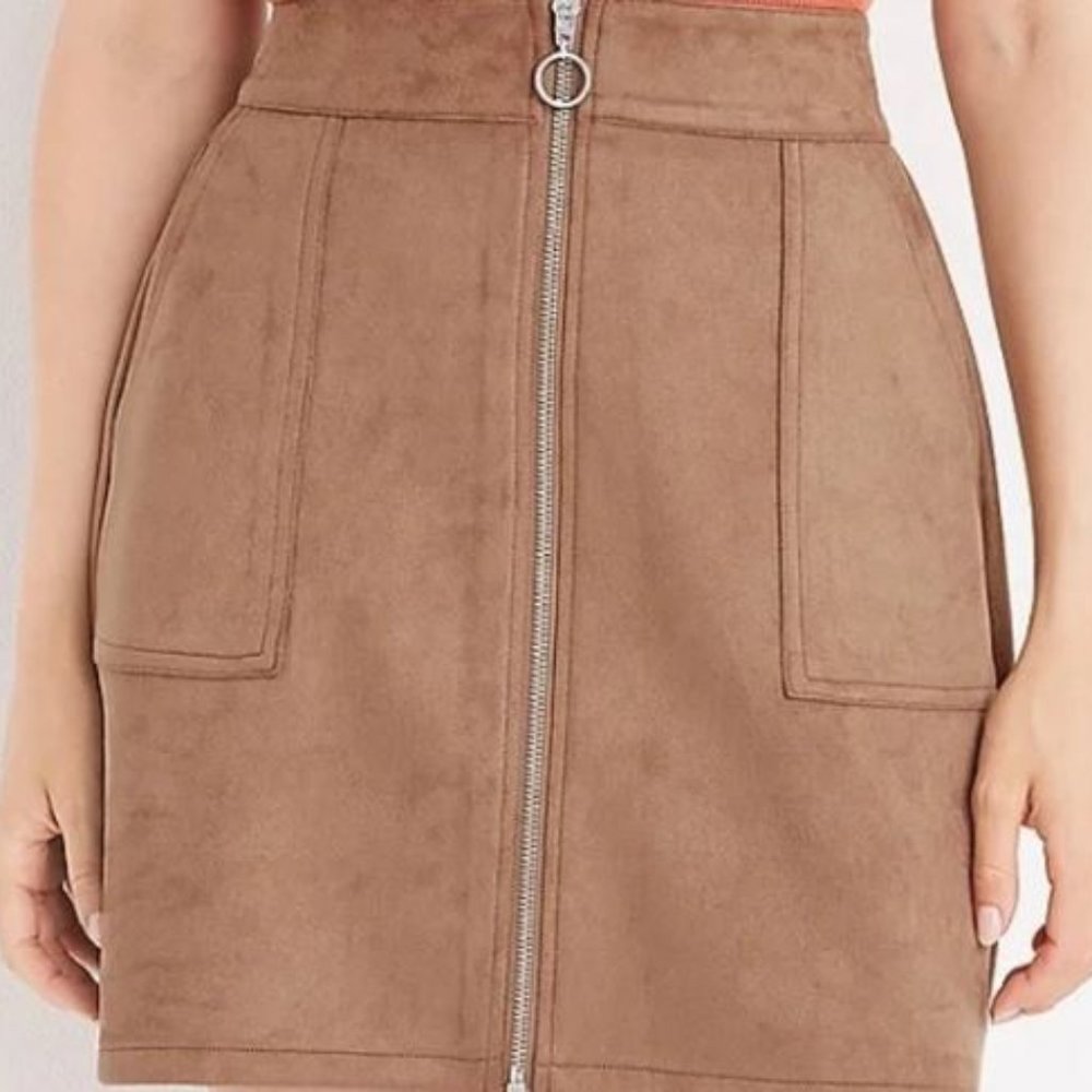 Maurice's women's skirt faux brown suede zipper front